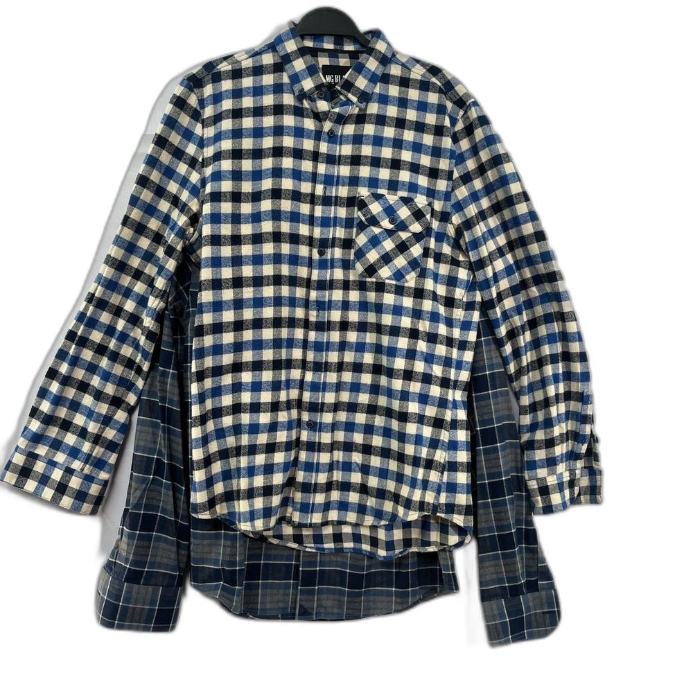 BOGO UNTUCKit Blue Plaid Flannel & MG Black Label Blue Checkered Long Sleeve M